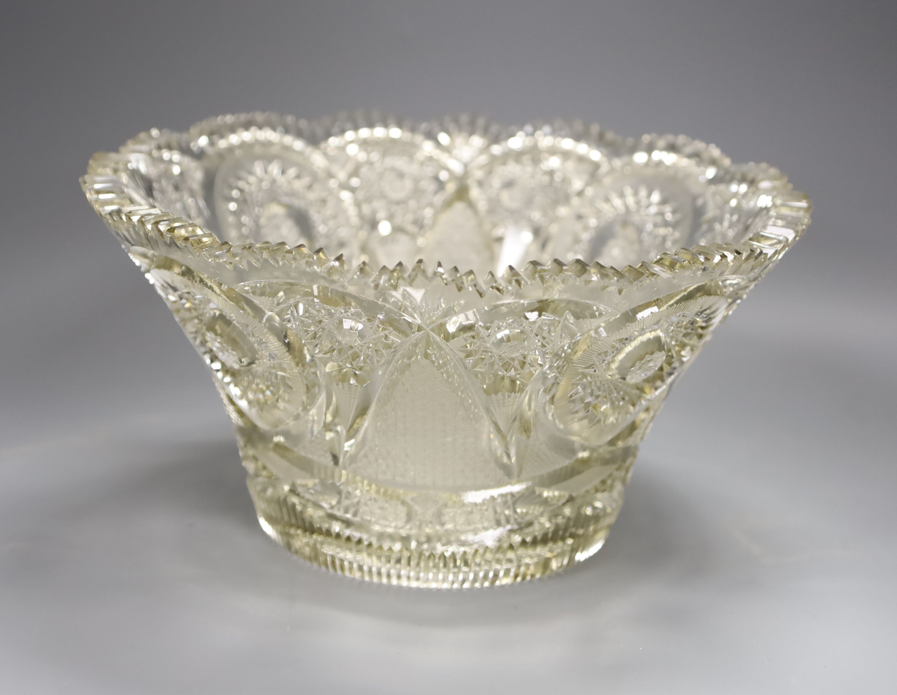 A heavy cut glass bowl, diameter 29cm